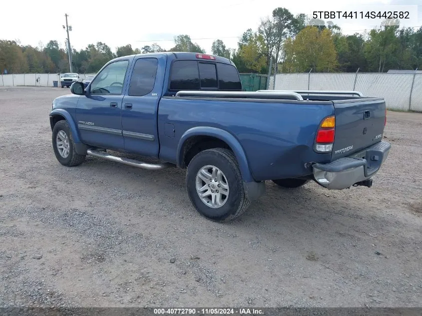 2004 Toyota Tundra Sr5 V8 VIN: 5TBBT44114S442582 Lot: 40772790