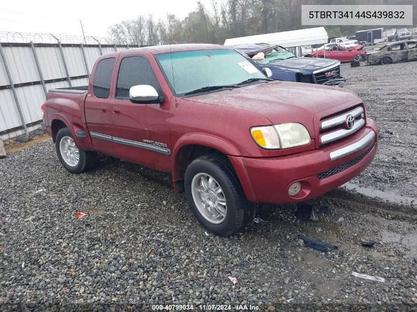 2004 Toyota Tundra Sr5 V8 VIN: 5TBRT34144S439832 Lot: 40799034