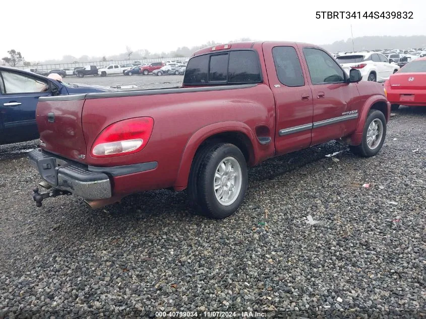 2004 Toyota Tundra Sr5 V8 VIN: 5TBRT34144S439832 Lot: 40799034