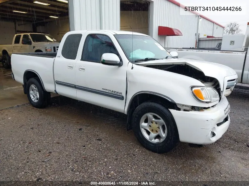 2004 Toyota Tundra Sr5 V8 VIN: 5TBRT34104S444266 Lot: 40800645