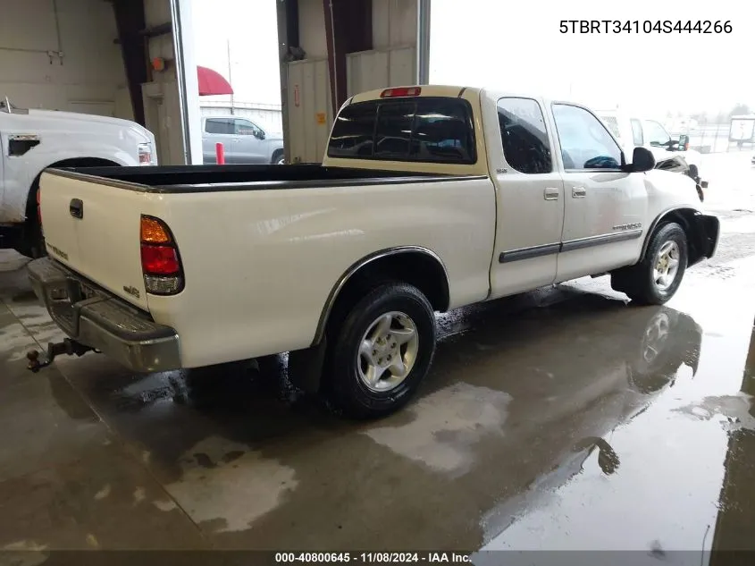 2004 Toyota Tundra Sr5 V8 VIN: 5TBRT34104S444266 Lot: 40800645