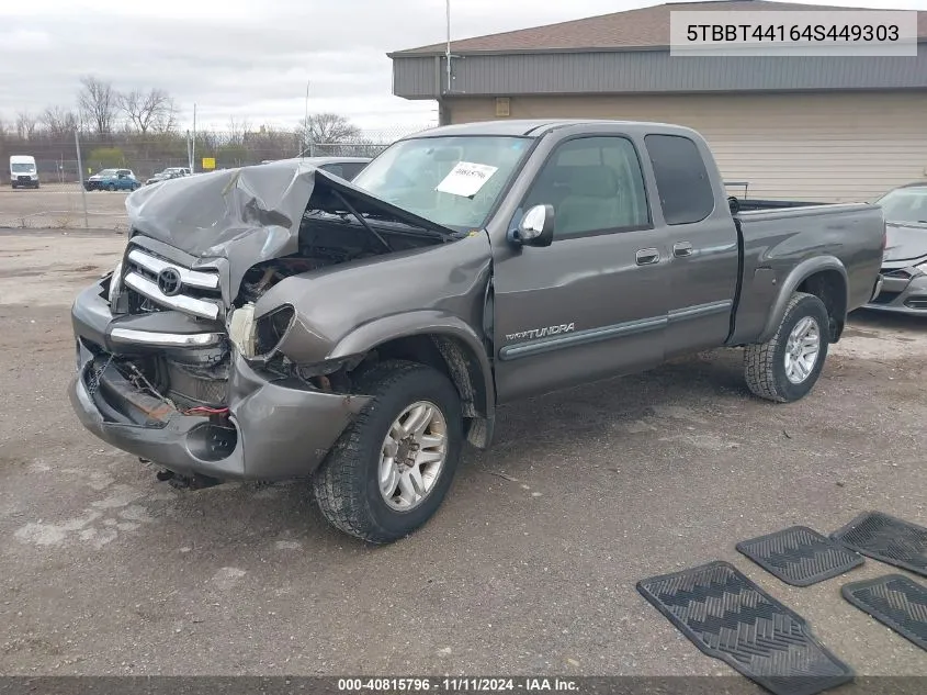 2004 Toyota Tundra Sr5 V8 VIN: 5TBBT44164S449303 Lot: 40815796