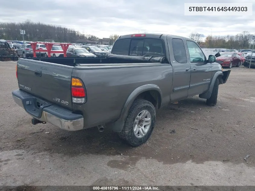 2004 Toyota Tundra Sr5 V8 VIN: 5TBBT44164S449303 Lot: 40815796