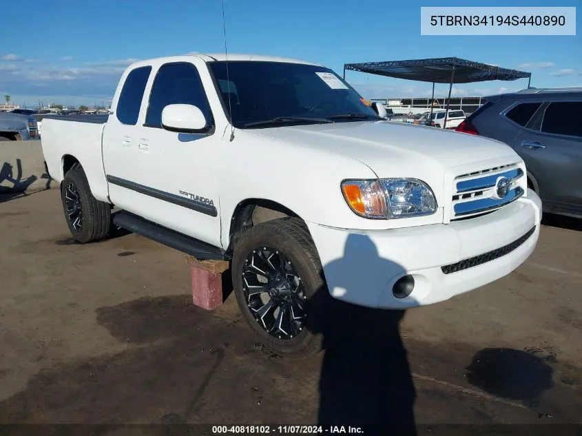 2004 Toyota Tundra Sr5 VIN: 5TBRN34194S440890 Lot: 40818102