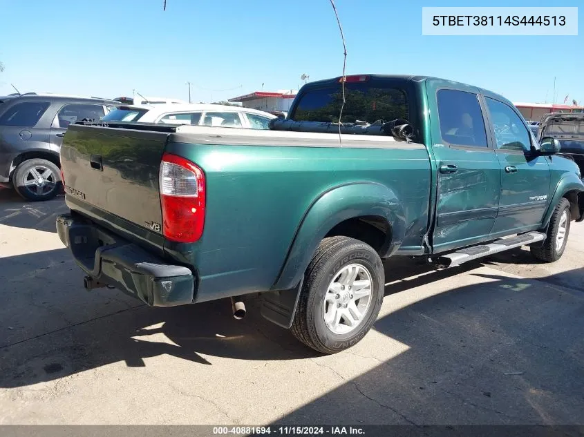 2004 Toyota Tundra Limited V8 VIN: 5TBET38114S444513 Lot: 40881694