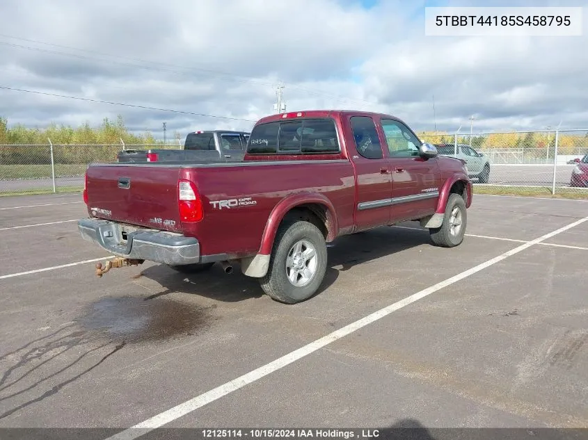 2005 Toyota Tundra Access Cab Sr5 VIN: 5TBBT44185S458795 Lot: 12125114