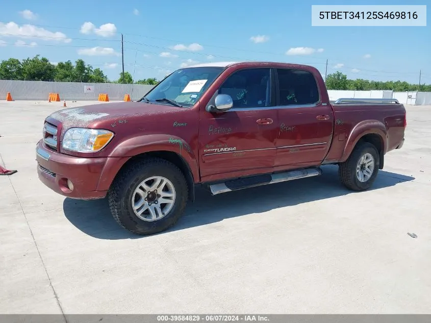 2005 Toyota Tundra Sr5 V8 VIN: 5TBET34125S469816 Lot: 39584829