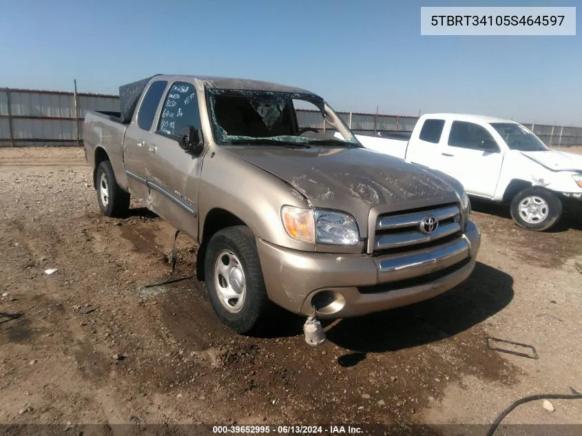 2005 Toyota Tundra Sr5 V8 VIN: 5TBRT34105S464597 Lot: 39652995