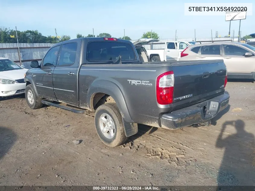 2005 Toyota Tundra Sr5 V8 VIN: 5TBET341X5S492020 Lot: 39732323