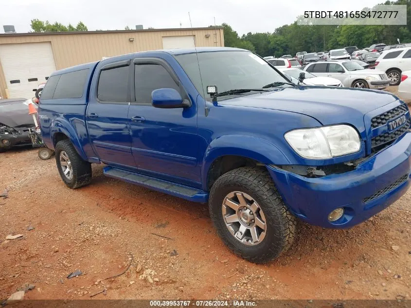 2005 Toyota Tundra Limited V8 VIN: 5TBDT48165S472777 Lot: 39953767