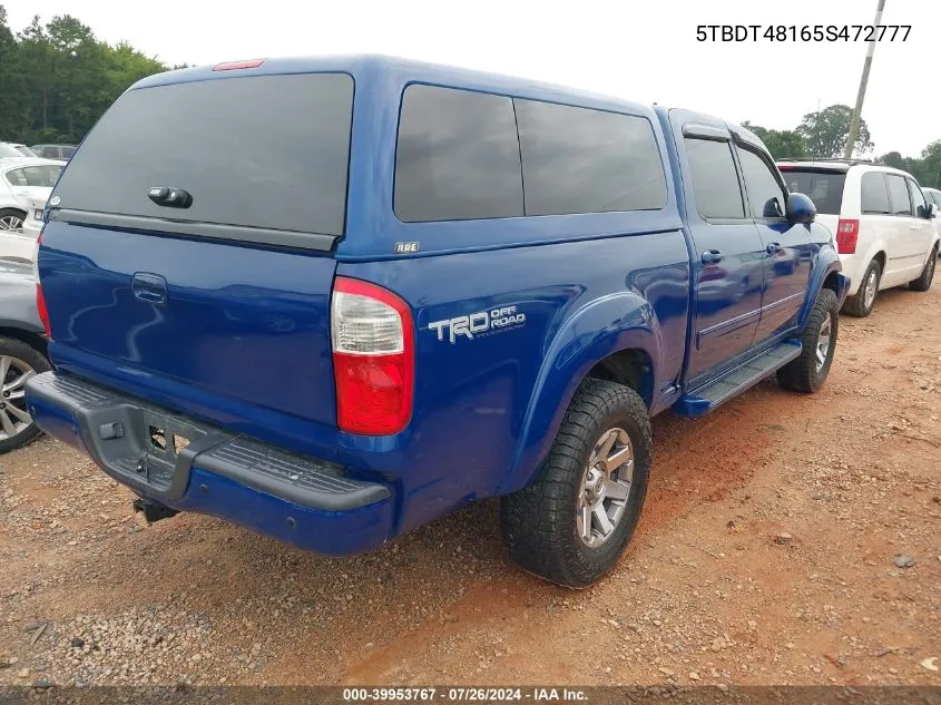 2005 Toyota Tundra Limited V8 VIN: 5TBDT48165S472777 Lot: 39953767