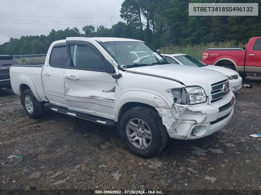 2005 Toyota Tundra Sr5 V8 VIN: 5TBET34185S496132 Lot: 39960902