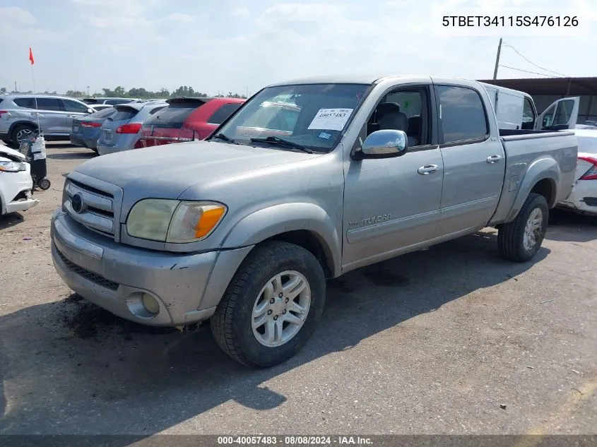 2005 Toyota Tundra Sr5 V8 VIN: 5TBET34115S476126 Lot: 40057483