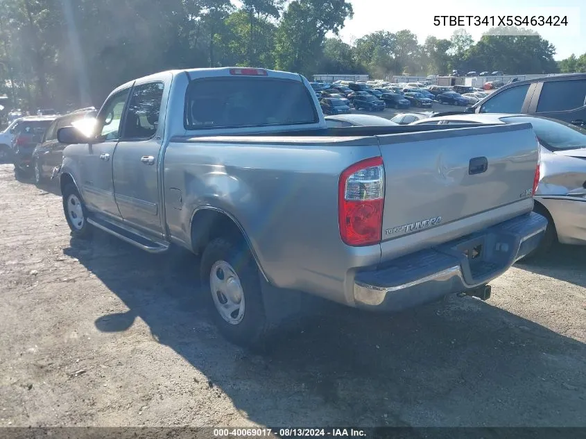 2005 Toyota Tundra Sr5 V8 VIN: 5TBET341X5S463424 Lot: 40069017