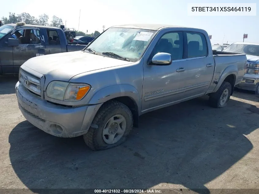 2005 Toyota Tundra Sr5 V8 VIN: 5TBET341X5S464119 Lot: 40121832