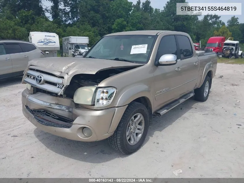 2005 Toyota Tundra Sr5 V8 VIN: 5TBET34155S464819 Lot: 40163143