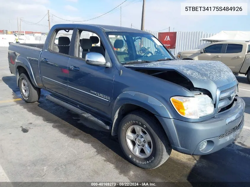 2005 Toyota Tundra Sr5 V8 VIN: 5TBET34175S484926 Lot: 40169273