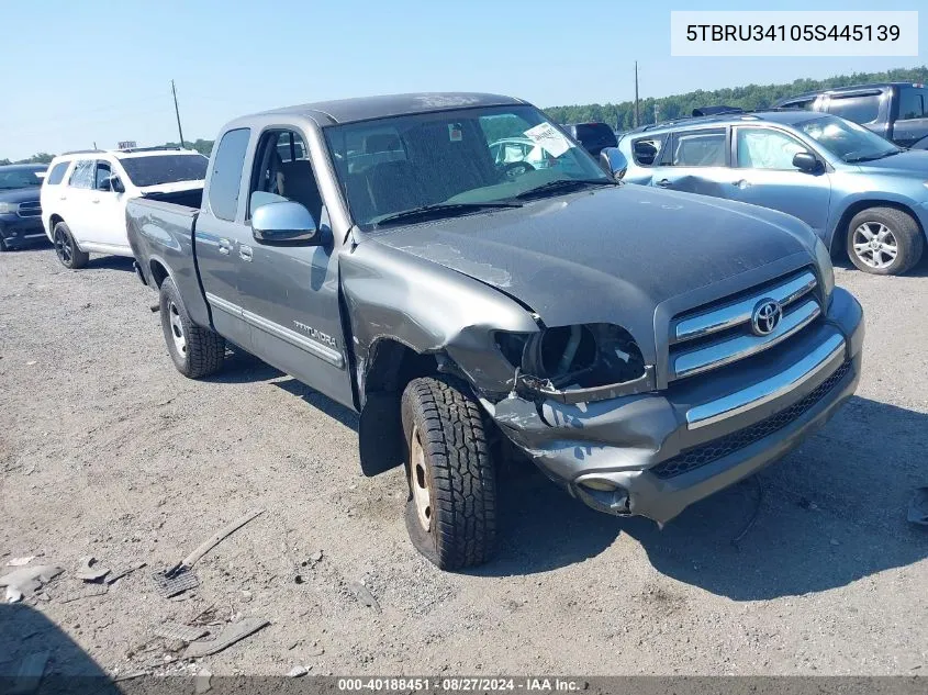 2005 Toyota Tundra Sr5 VIN: 5TBRU34105S445139 Lot: 40188451