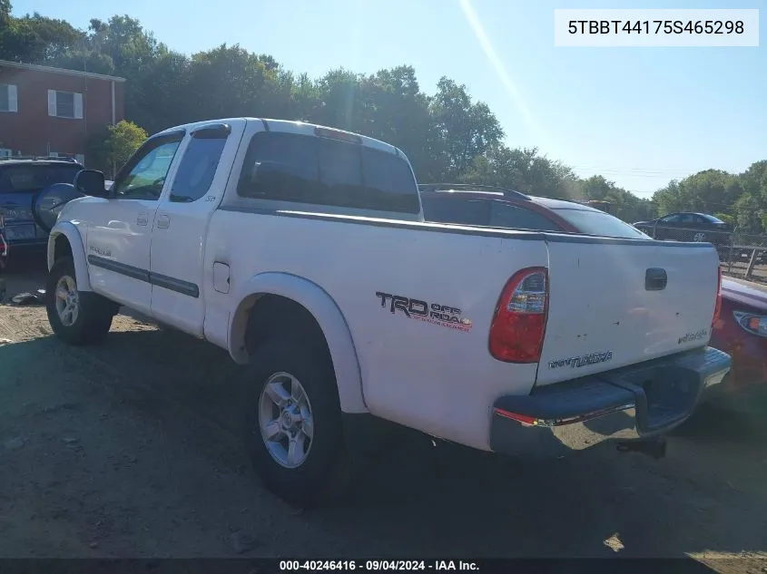 2005 Toyota Tundra Sr5 V8 VIN: 5TBBT44175S465298 Lot: 40246416