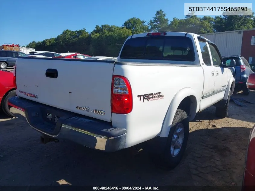 2005 Toyota Tundra Sr5 V8 VIN: 5TBBT44175S465298 Lot: 40246416