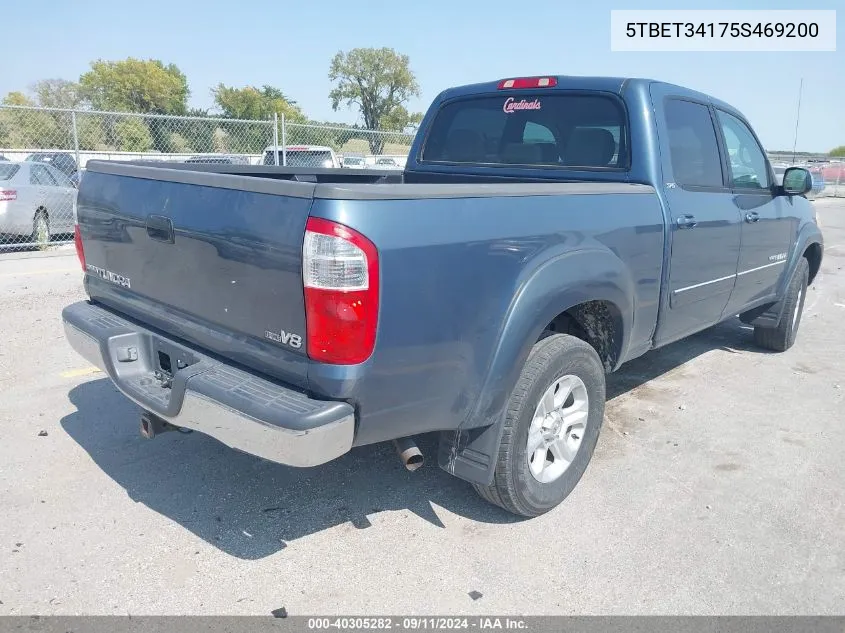 2005 Toyota Tundra Double Cab Sr5 VIN: 5TBET34175S469200 Lot: 40305282