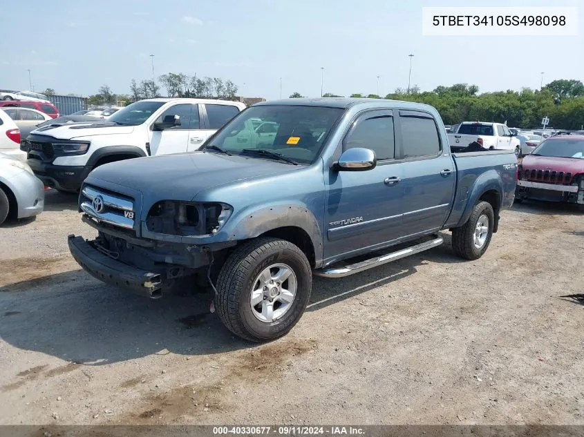 2005 Toyota Tundra Sr5 V8 VIN: 5TBET34105S498098 Lot: 40330677