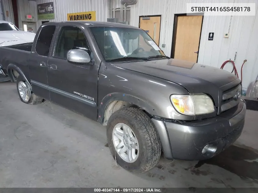 2005 Toyota Tundra Access Cab Sr5 VIN: 5TBBT44165S458178 Lot: 40347144