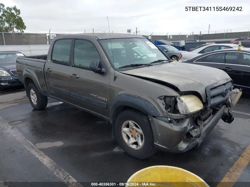 2005 Toyota Tundra Sr5 V8 VIN: 5TBET34115S469242 Lot: 40356301