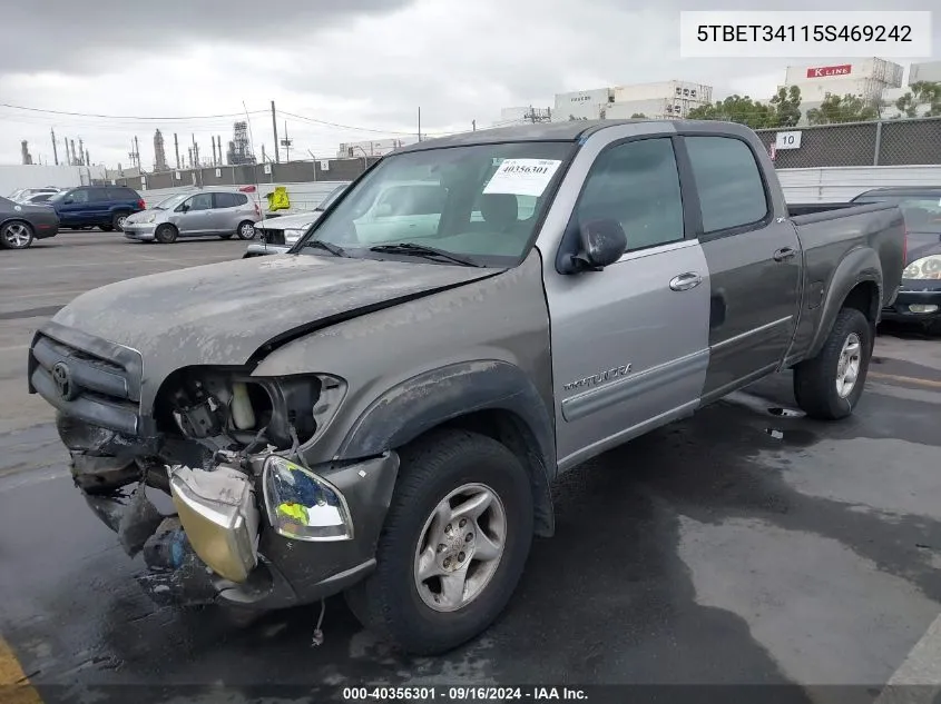 2005 Toyota Tundra Sr5 V8 VIN: 5TBET34115S469242 Lot: 40356301