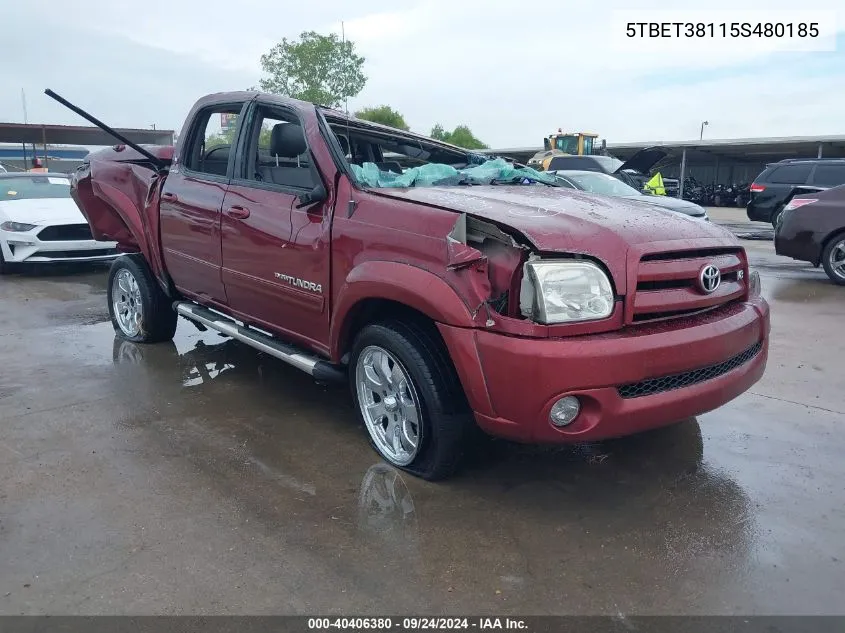 2005 Toyota Tundra Limited V8 VIN: 5TBET38115S480185 Lot: 40406380