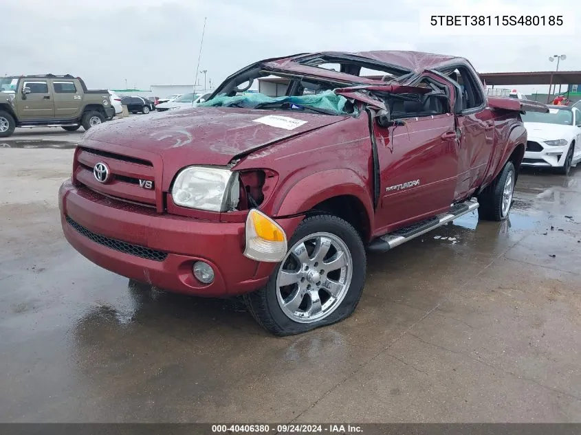 2005 Toyota Tundra Limited V8 VIN: 5TBET38115S480185 Lot: 40406380