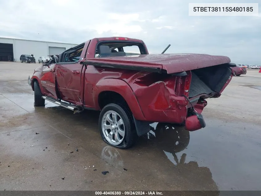 2005 Toyota Tundra Limited V8 VIN: 5TBET38115S480185 Lot: 40406380