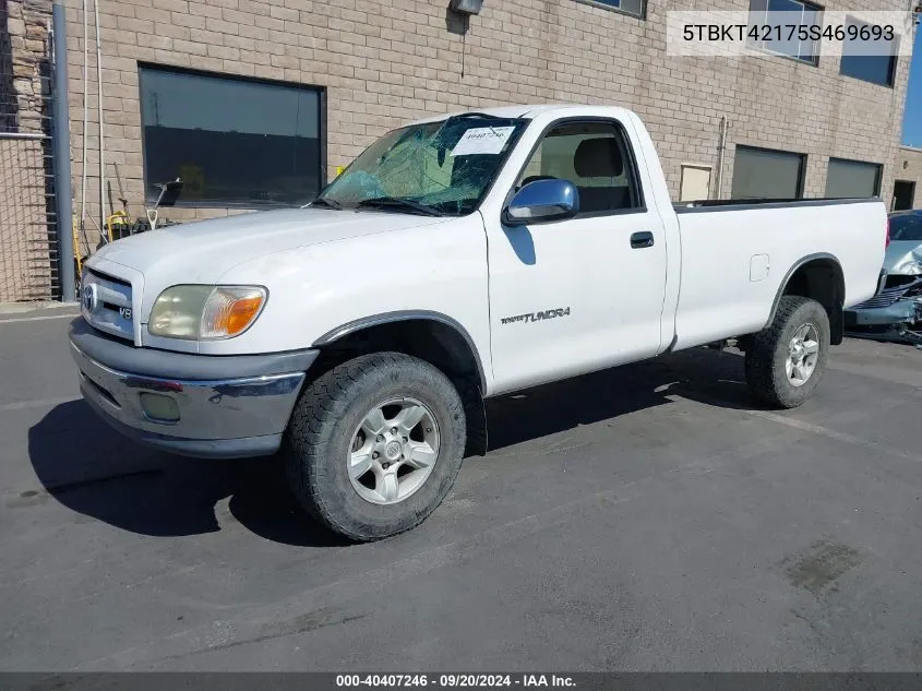 2005 Toyota Tundra Base V8 VIN: 5TBKT42175S469693 Lot: 40407246