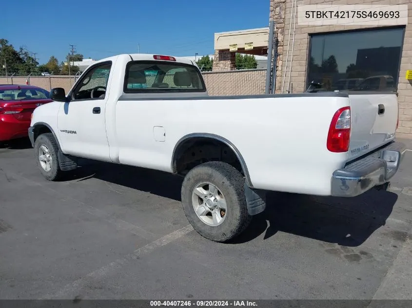 2005 Toyota Tundra Base V8 VIN: 5TBKT42175S469693 Lot: 40407246