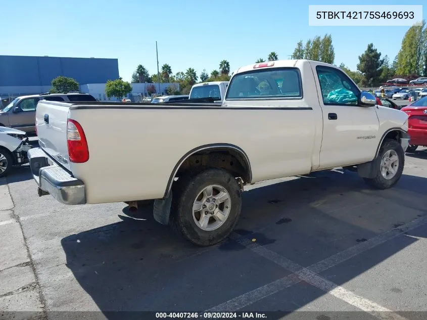 2005 Toyota Tundra Base V8 VIN: 5TBKT42175S469693 Lot: 40407246