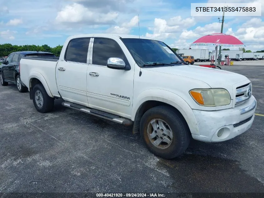 2005 Toyota Tundra Sr5 V8 VIN: 5TBET34135S475883 Lot: 40421920