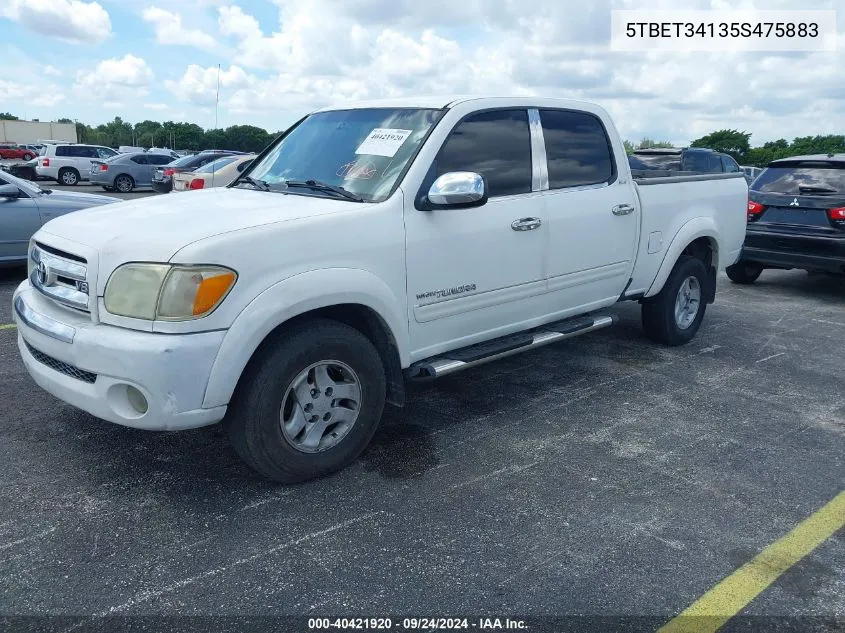 2005 Toyota Tundra Sr5 V8 VIN: 5TBET34135S475883 Lot: 40421920