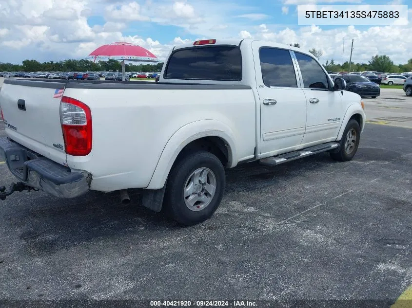 2005 Toyota Tundra Sr5 V8 VIN: 5TBET34135S475883 Lot: 40421920