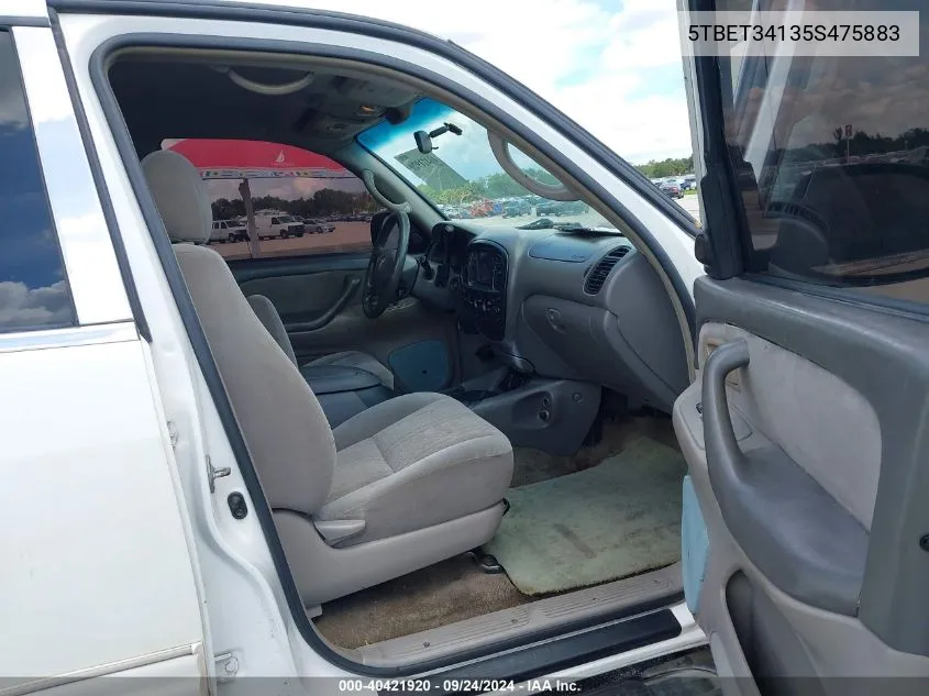 2005 Toyota Tundra Sr5 V8 VIN: 5TBET34135S475883 Lot: 40421920