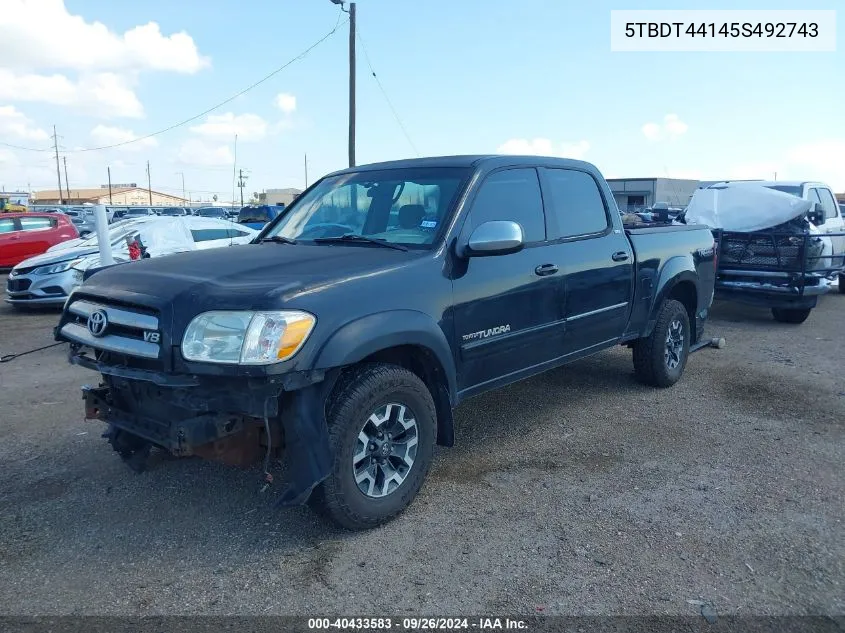 2005 Toyota Tundra Double Cab Sr5 VIN: 5TBDT44145S492743 Lot: 40433583