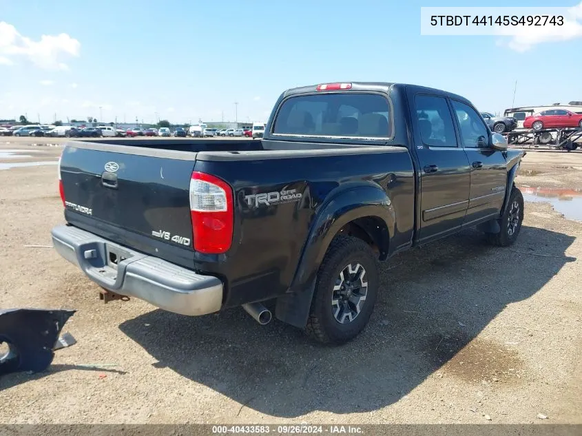 2005 Toyota Tundra Double Cab Sr5 VIN: 5TBDT44145S492743 Lot: 40433583