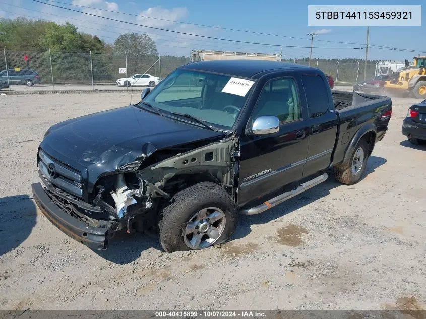 2005 Toyota Tundra Sr5 V8 VIN: 5TBBT44115S459321 Lot: 40435899