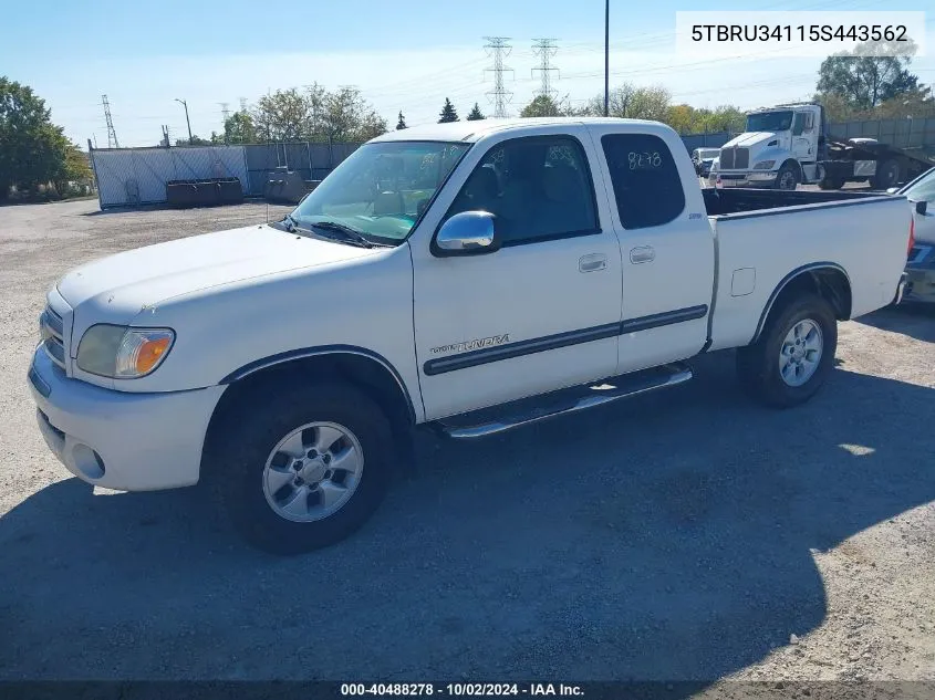 2005 Toyota Tundra Sr5 VIN: 5TBRU34115S443562 Lot: 40488278