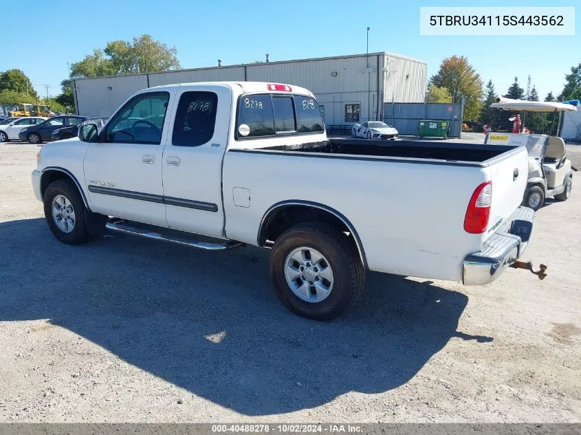 2005 Toyota Tundra Sr5 VIN: 5TBRU34115S443562 Lot: 40488278