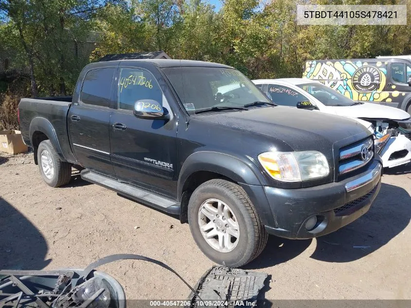 2005 Toyota Tundra Sr5 V8 VIN: 5TBDT44105S478421 Lot: 40547206