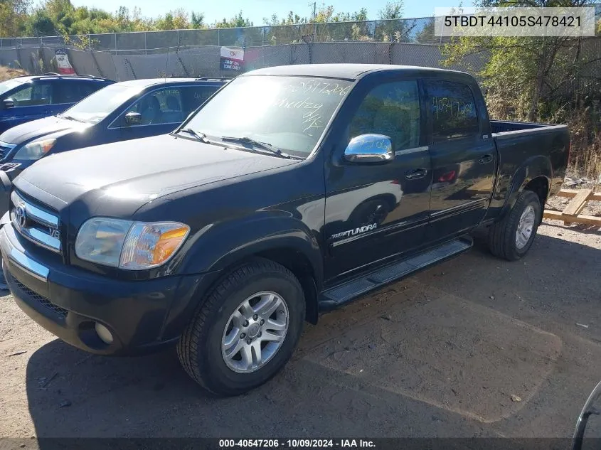 2005 Toyota Tundra Sr5 V8 VIN: 5TBDT44105S478421 Lot: 40547206