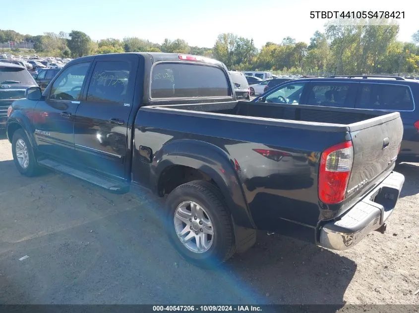 2005 Toyota Tundra Sr5 V8 VIN: 5TBDT44105S478421 Lot: 40547206