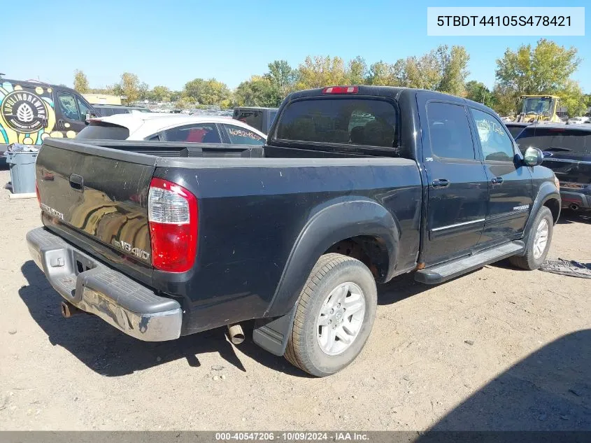 2005 Toyota Tundra Sr5 V8 VIN: 5TBDT44105S478421 Lot: 40547206