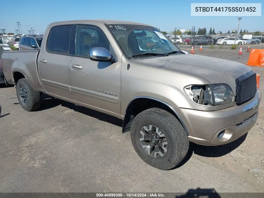 2005 Toyota Tundra Sr5 V8 VIN: 5TBDT44175S501452 Lot: 40599380