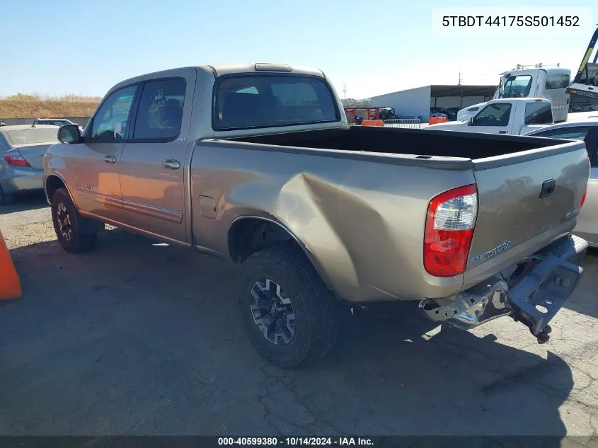 2005 Toyota Tundra Sr5 V8 VIN: 5TBDT44175S501452 Lot: 40599380